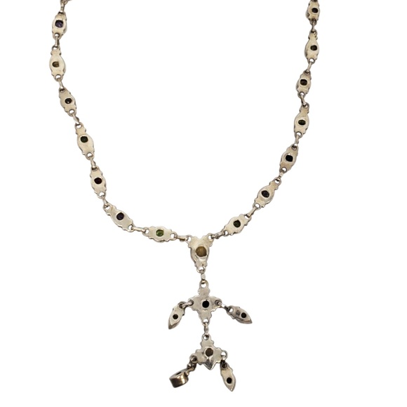 Sterling Silver Multi Stone Teardrop Dangle Necklace #21330 - Picture 5 of 9